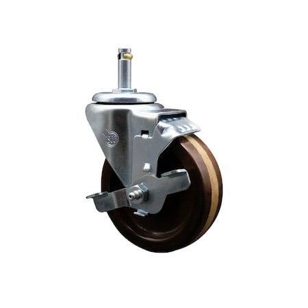 Service Caster 4'' High Temp Phenolic Wheel Swivel 7/16'' Grip Ring Stem Caster Brake SCC-GR20S414-PHRHT-TLB-716138